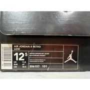 Jordan 8 Retro Low White Metallic Silver - 306157 101 Men's size 12.5