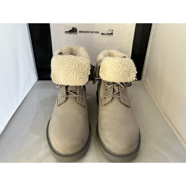 Timberland Women's Gray A1GYB Linden Woods Waterproof Boots with Fold-Down Teddy Fleece