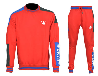Worthy Sportswear Crew-neck Red Sweatsuit