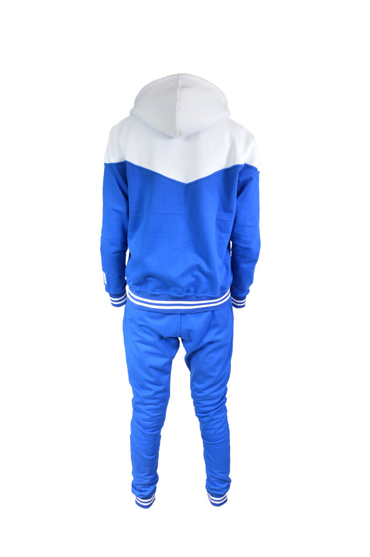 Blue and white jogging suit discount